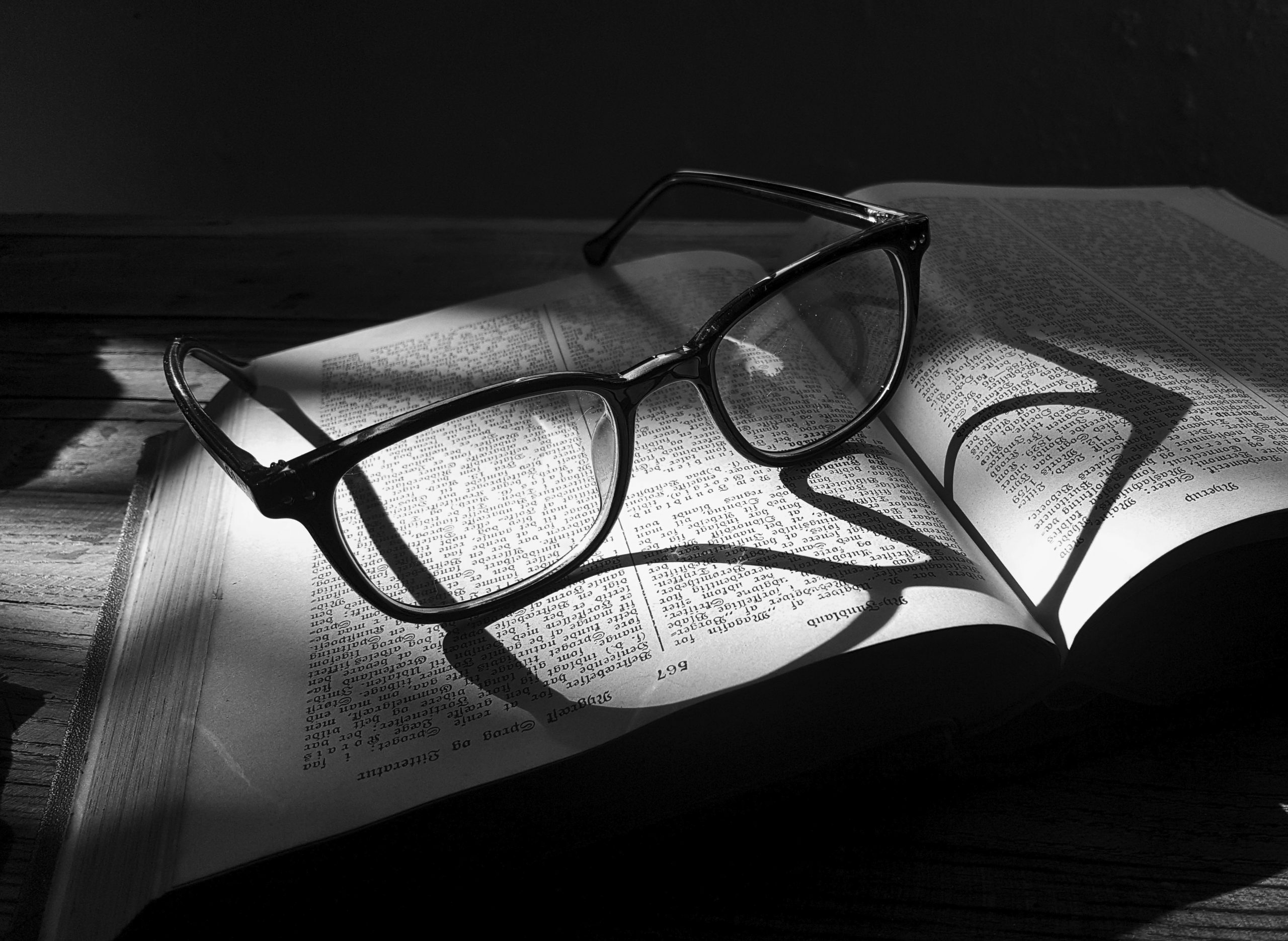 glasses and a book